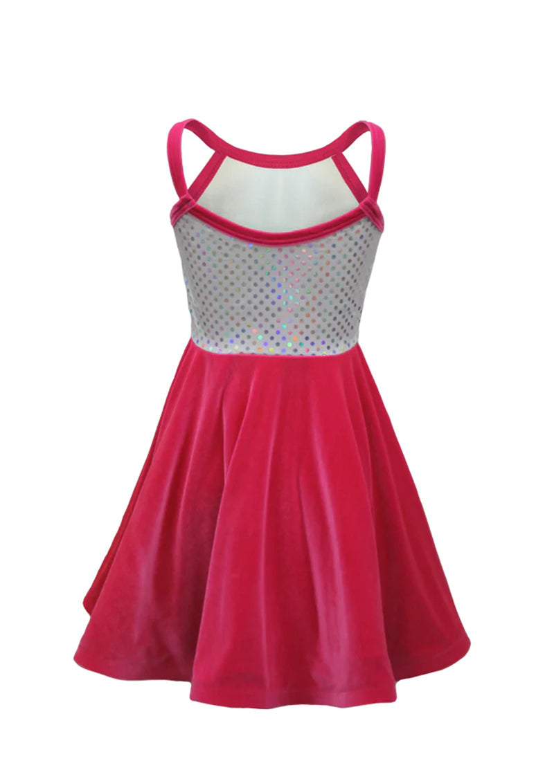 White/Silver Laser Dot & Hot Pink Velvet Show Choir Dress back