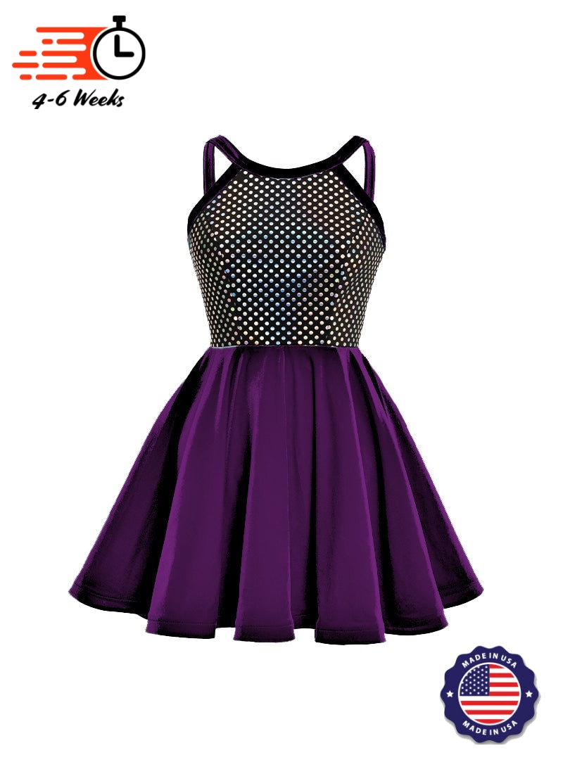 Black/Silver Laser Dot & Velvet Show Choir Dress - Pinks & Purples - Ships 4 to 6 weeks