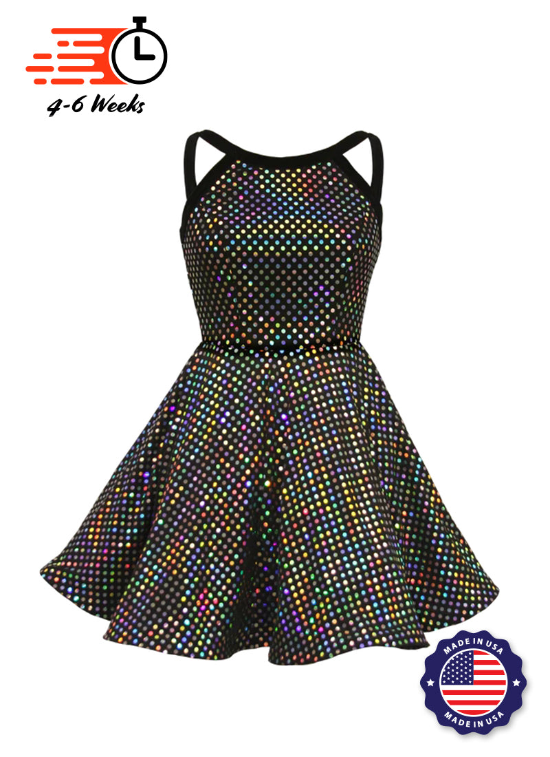 Black/Silver Laser Dot Show Choir Dress - Ships 4 to 6 weeks