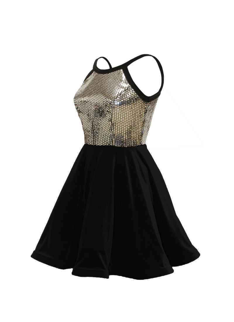 Silver Disco Ball Sequin/Stretch Velvet Show Choir Dress side