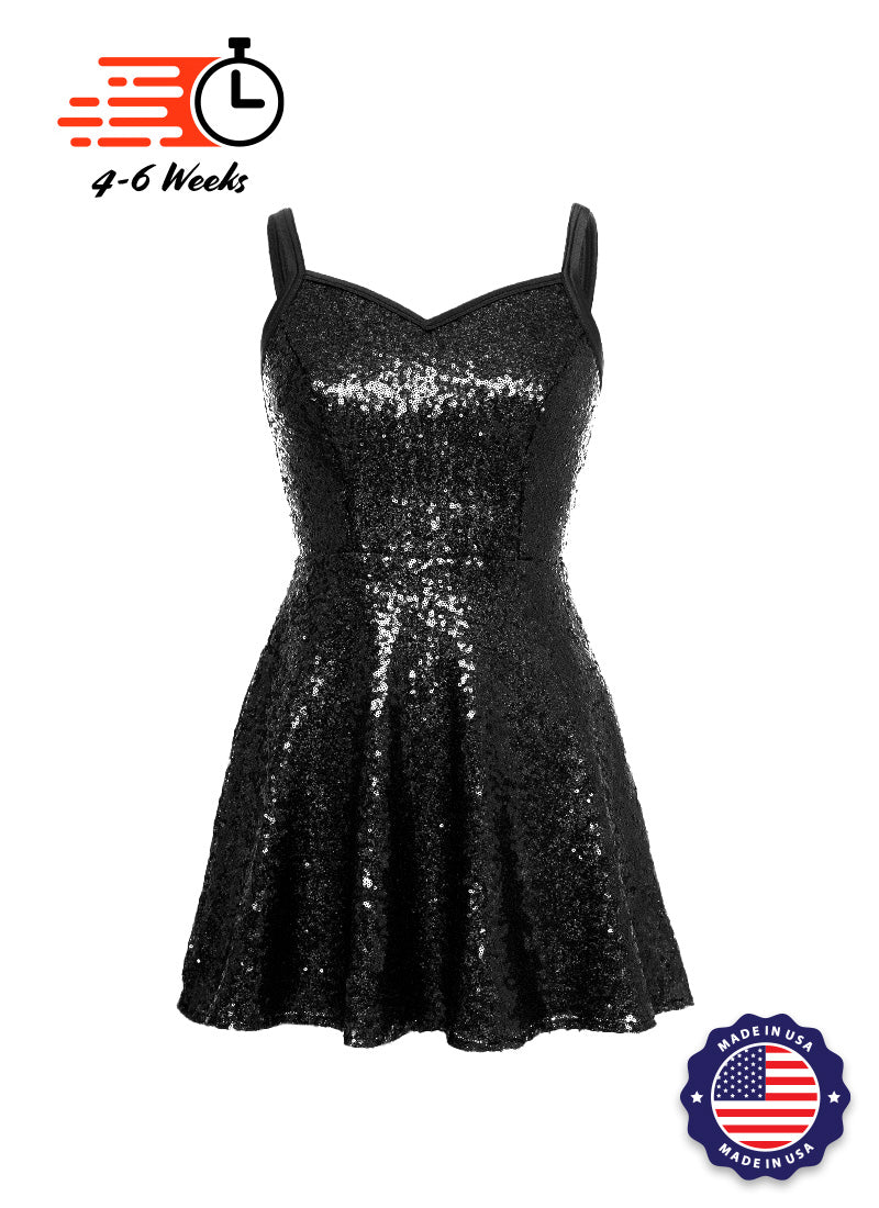 Solid Sequin Sweetheart Neckline Show Choir Dress Neutrals- Ships in 4-6 weeks