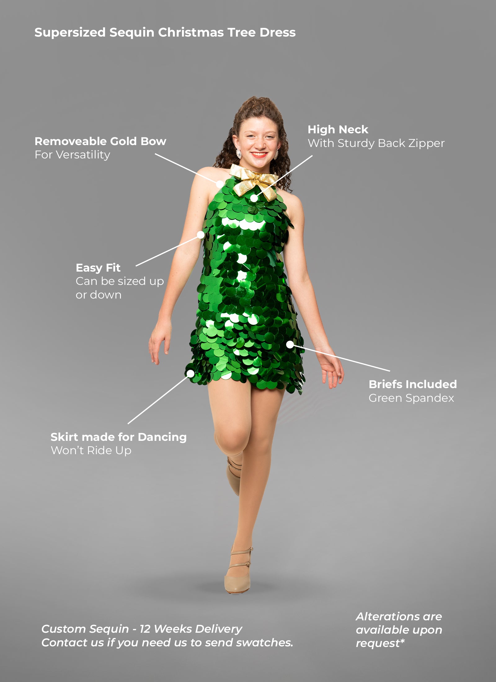 Supersized Sequin Christmas Tree Show Choir Dress - Ships 12 Weeks