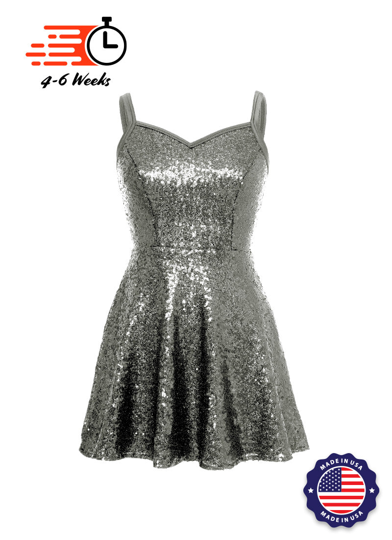 Solid Sequin Sweetheart Neckline Show Choir Dress Neutrals- Ships in 4-6 weeks