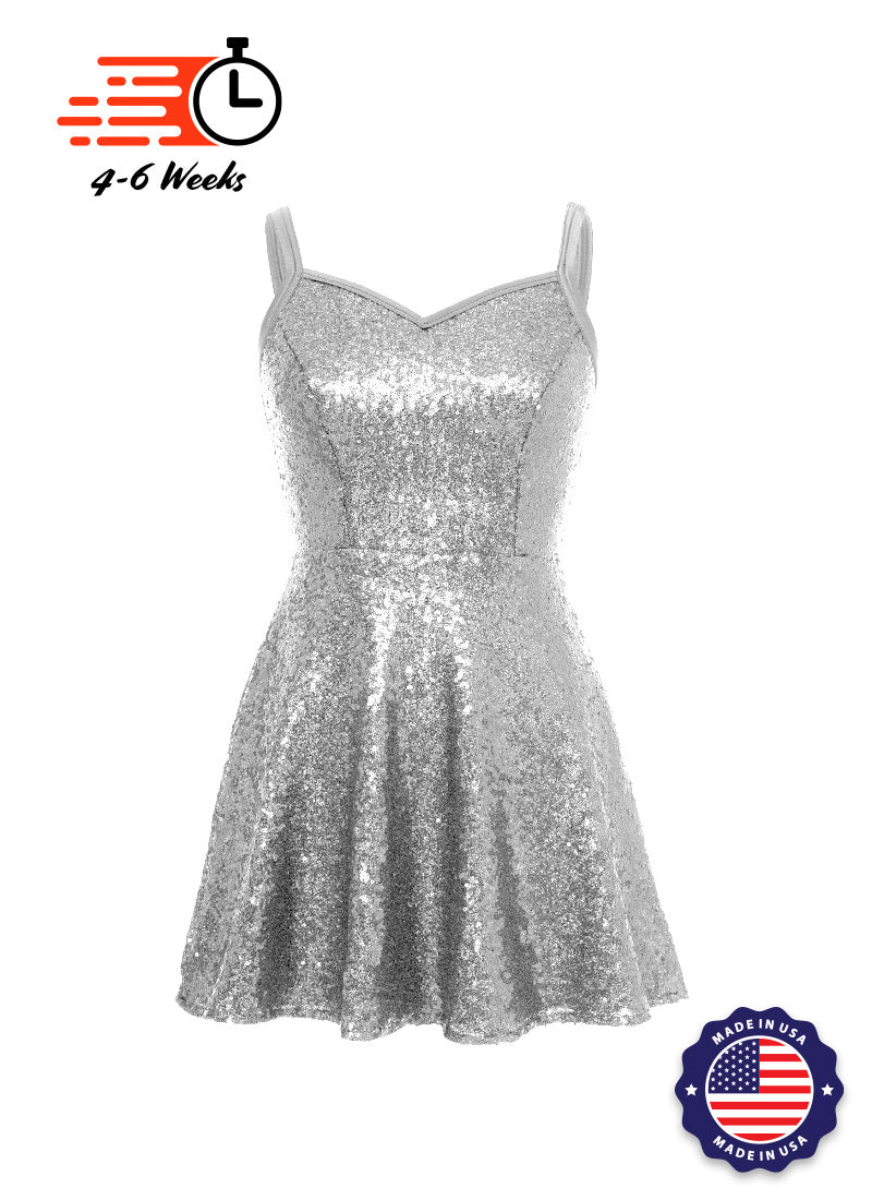 Solid Sequin Sweetheart Neckline Show Choir Dress Neutrals- Ships in 4-6 weeks