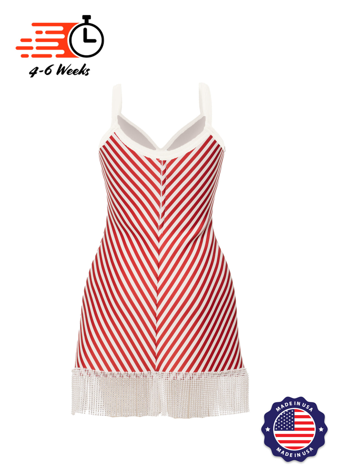 Candy Cane Stripe with Red Bow Shift Show Choir Dress - Ships 4 to 6 weeks