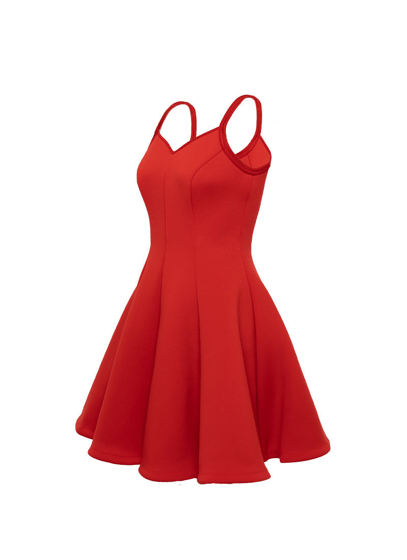 Red Sweetheart Straps Princess Seam Show Choir Dress with Attached Briefs - Ships 4 to 6 weeks