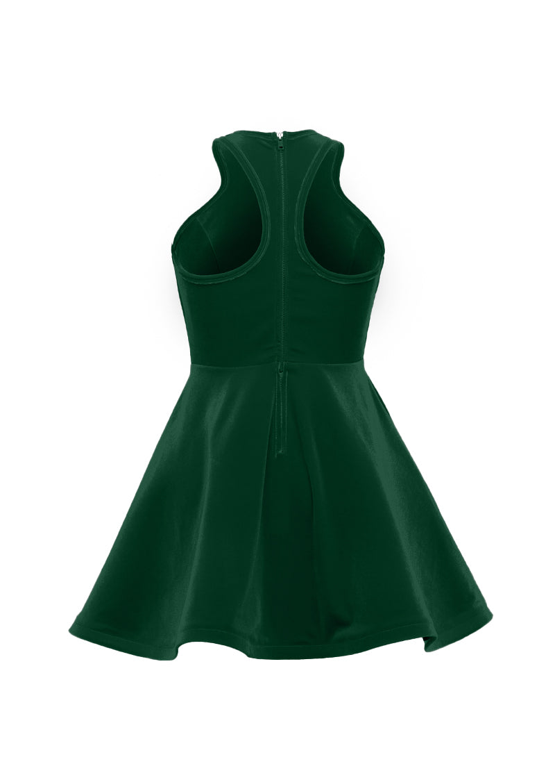 Hunter Green Serpentine Neckline Show Choir Dress back