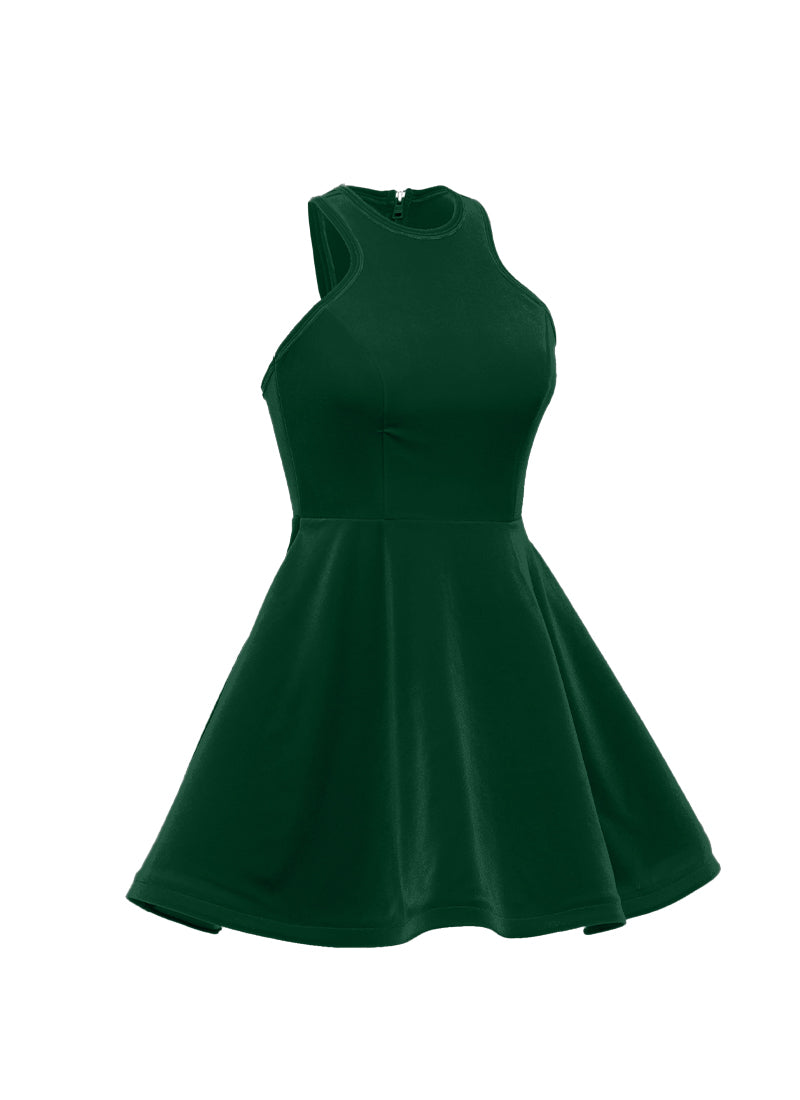 Hunter Green Serpentine Neckline Show Choir Dress side