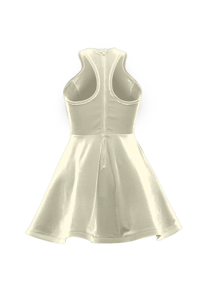 Ivory Serpentine Neckline Show Choir Dress back