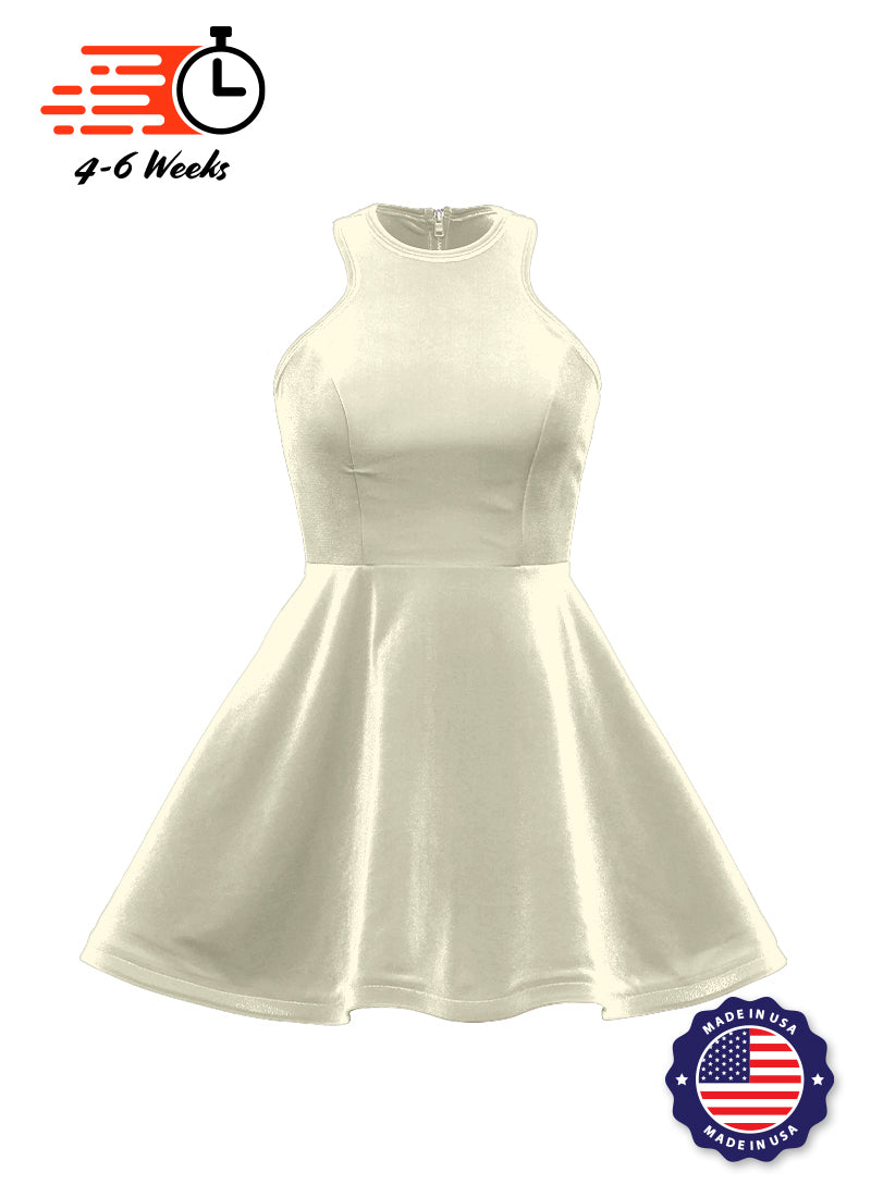 Ivory Serpentine Neckline Show Choir Dress front