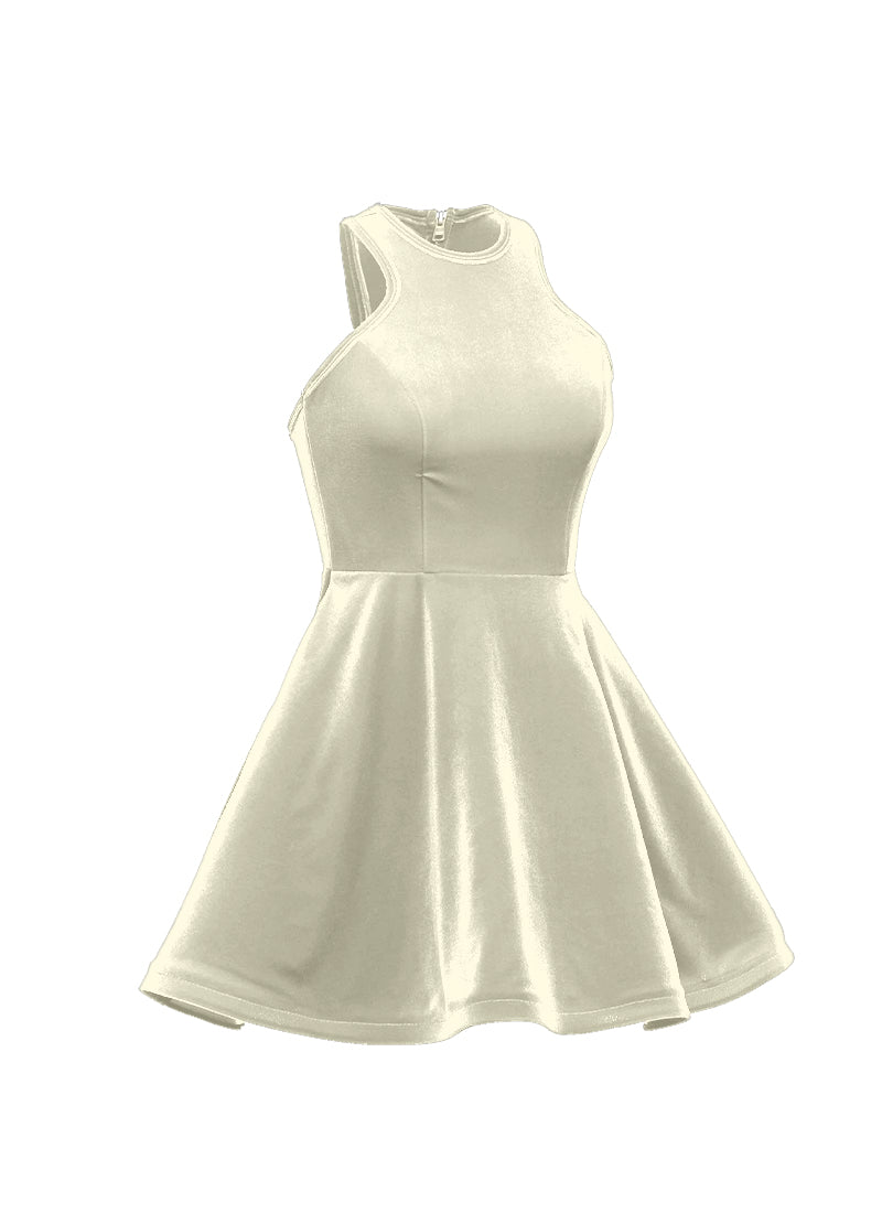 Ivory Serpentine Neckline Show Choir Dress side