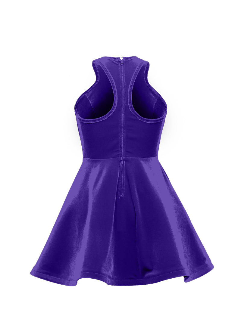 Purple Serpentine Neckline Show Choir Dress back