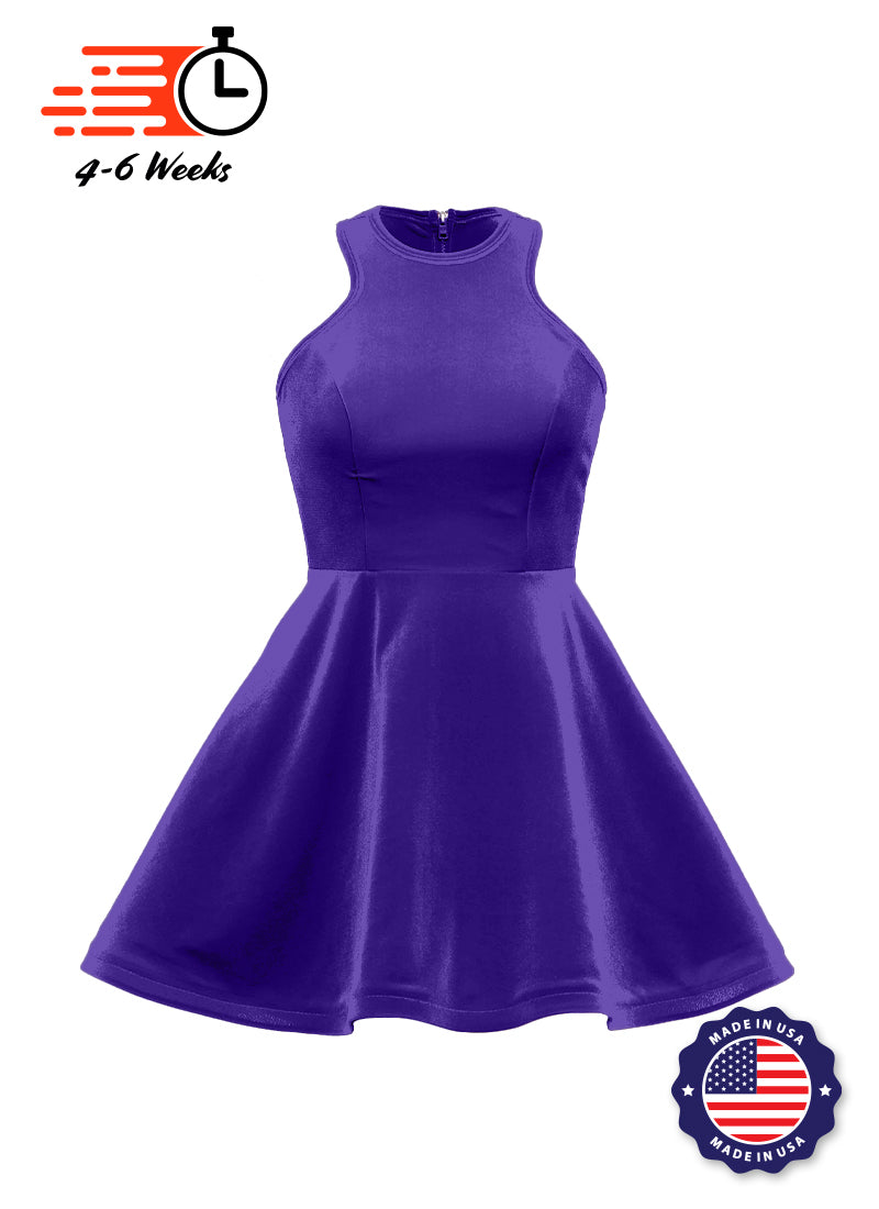 Purple Serpentine Neckline Show Choir Dress front