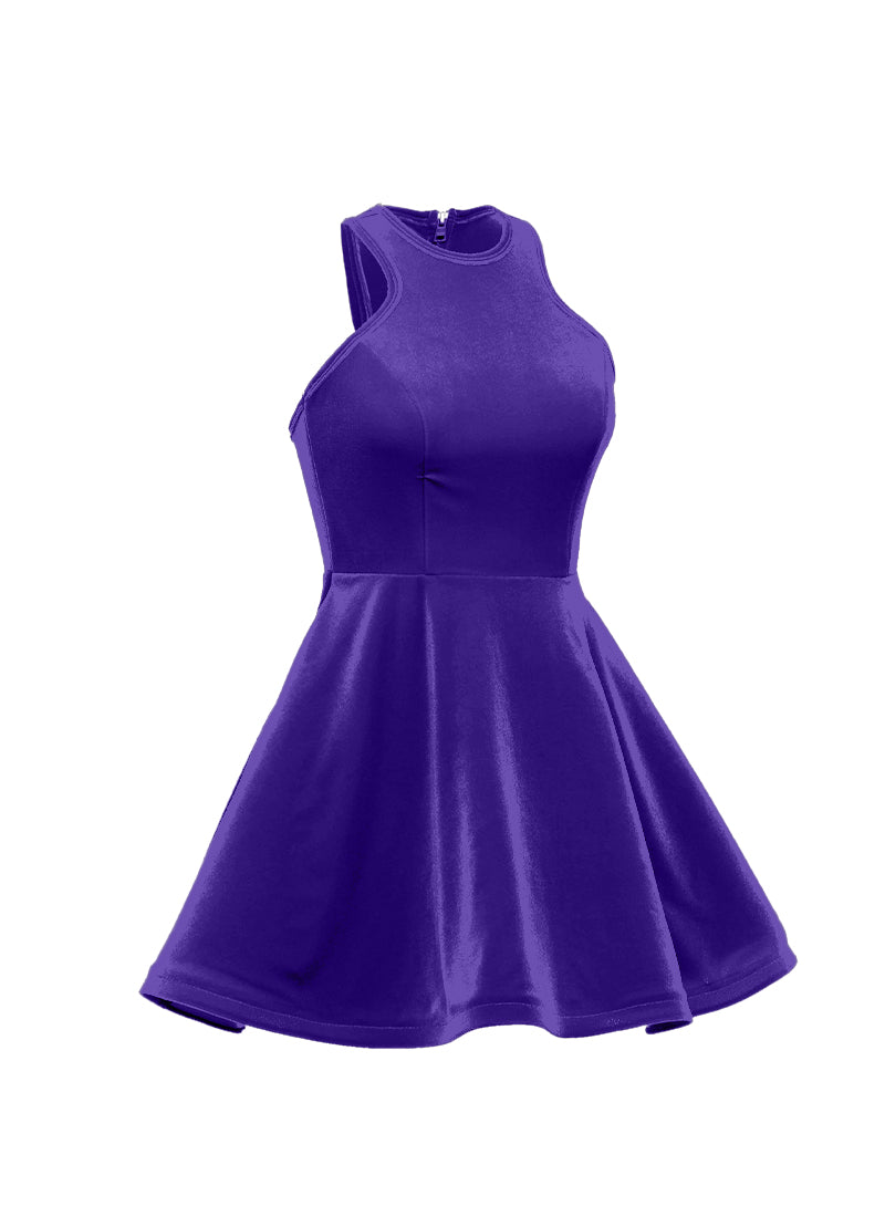 Purple Serpentine Neckline Show Choir Dress side