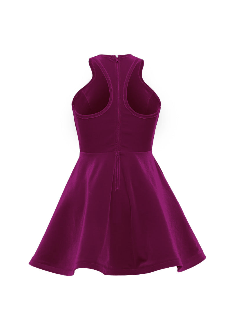 Magenta Serpentine Neckline Show Choir Dress back