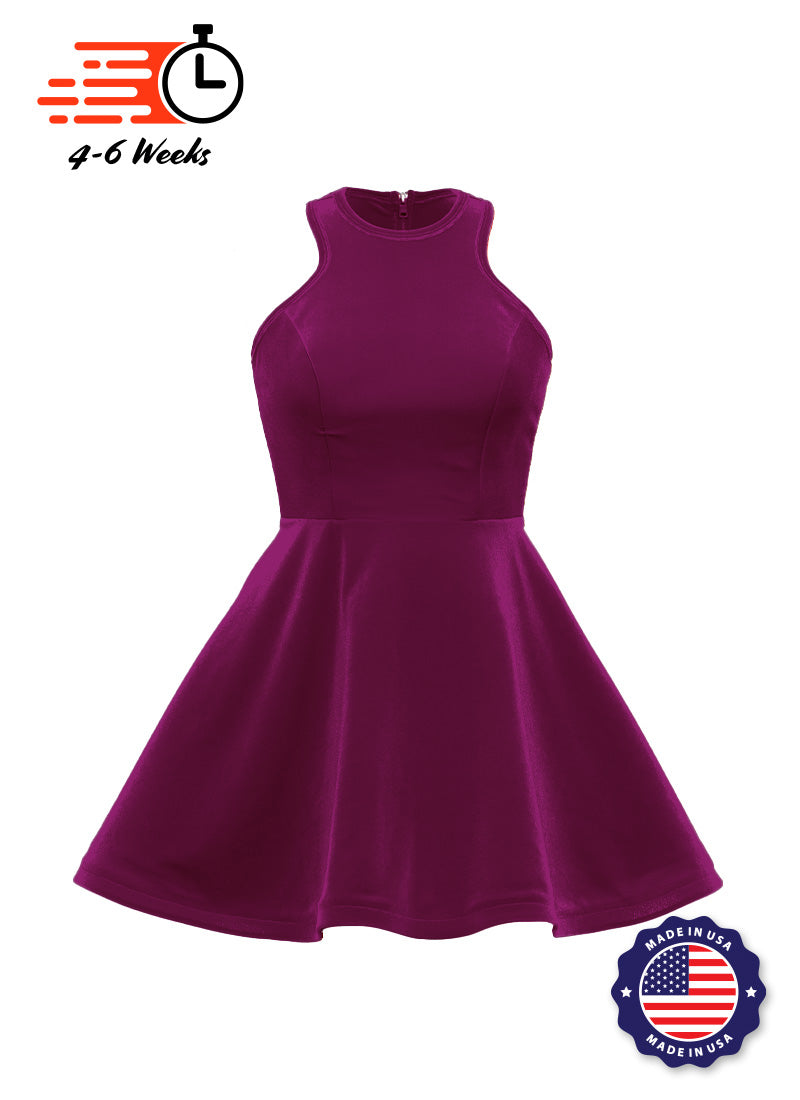 Magenta Serpentine Neckline Show Choir Dress front