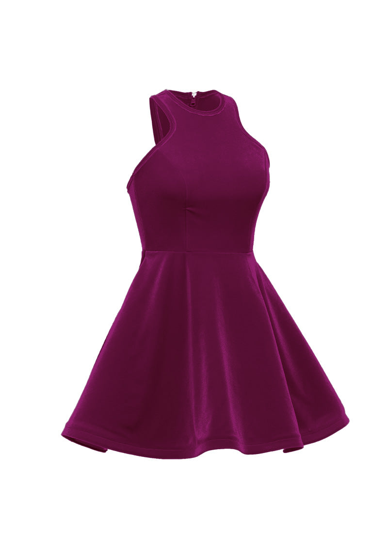 Magenta Serpentine Neckline Show Choir Dress side