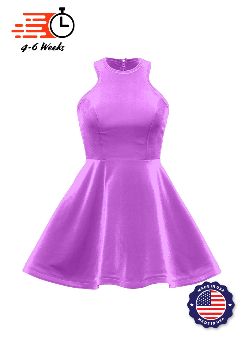 Orchid Serpentine Neckline Show Choir Dress front