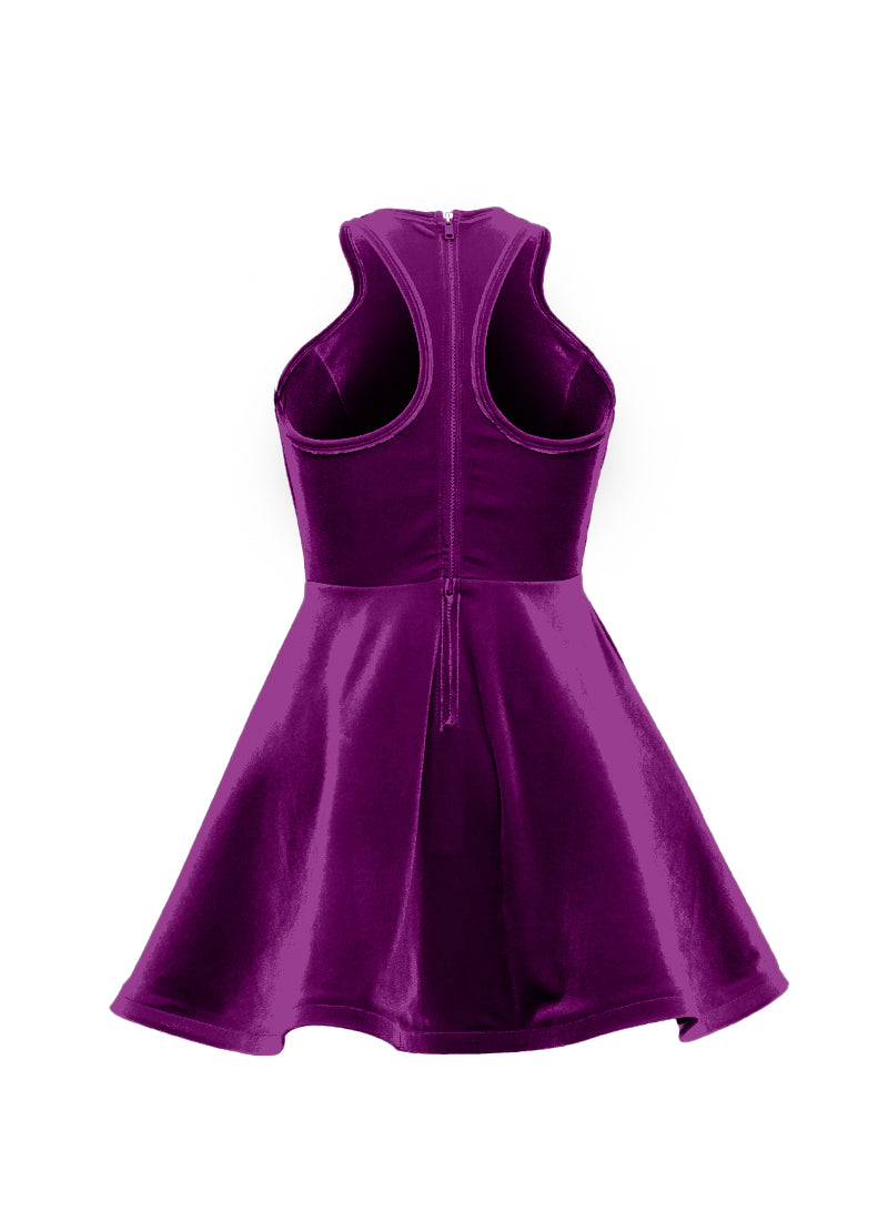 Plum Serpentine Neckline Show Choir Dress back