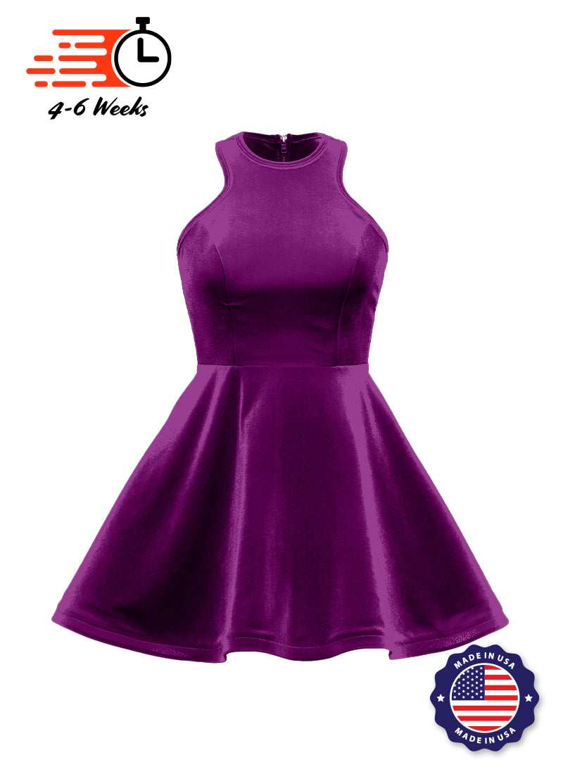 Plum Serpentine Neckline Show Choir Dress front