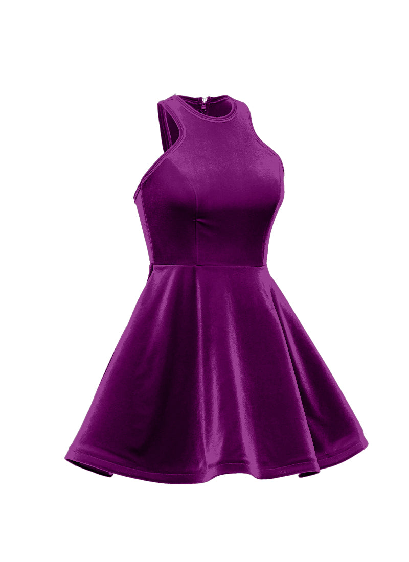 Plum Serpentine Neckline Show Choir Dress side