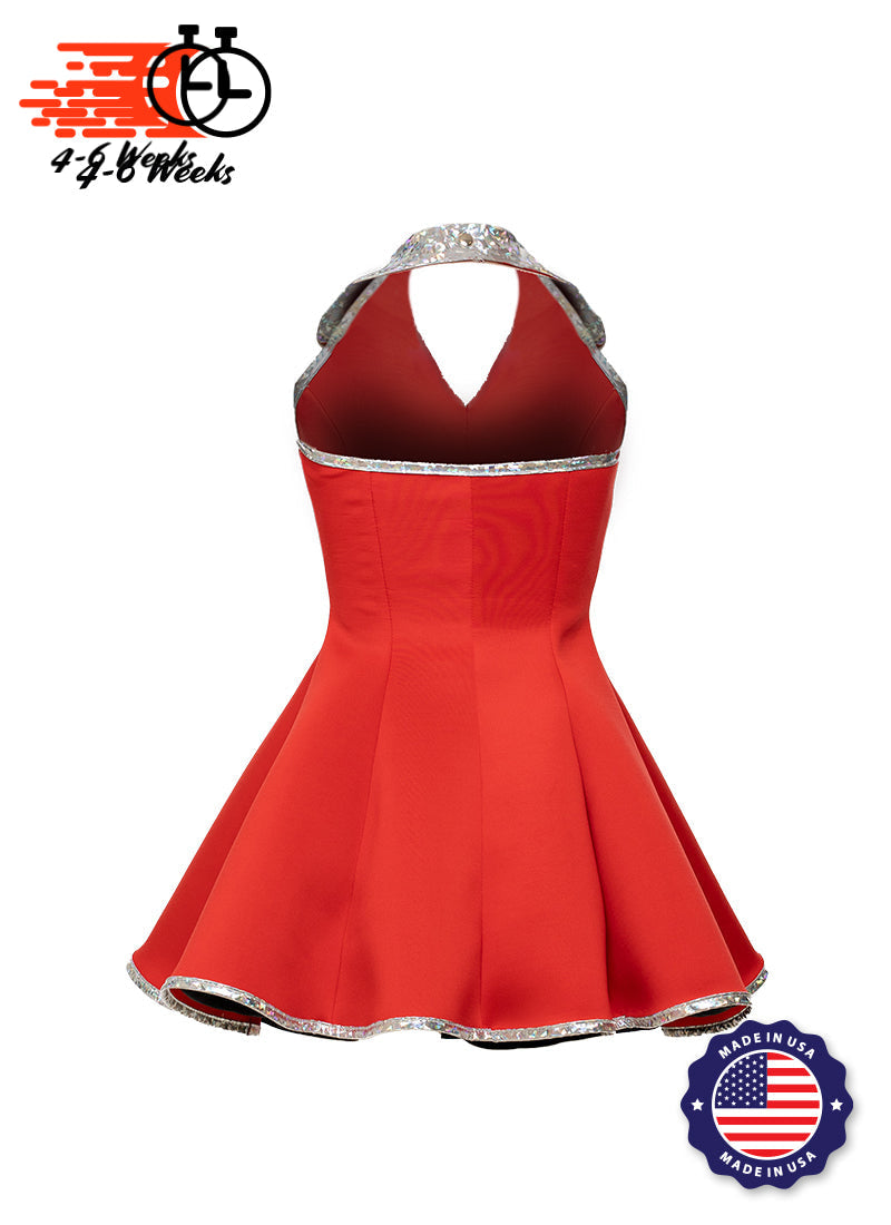 Lapel Collar Princess Panel Show Choir Dress - Greens & Yellows - Ships 4 to 6 weeks