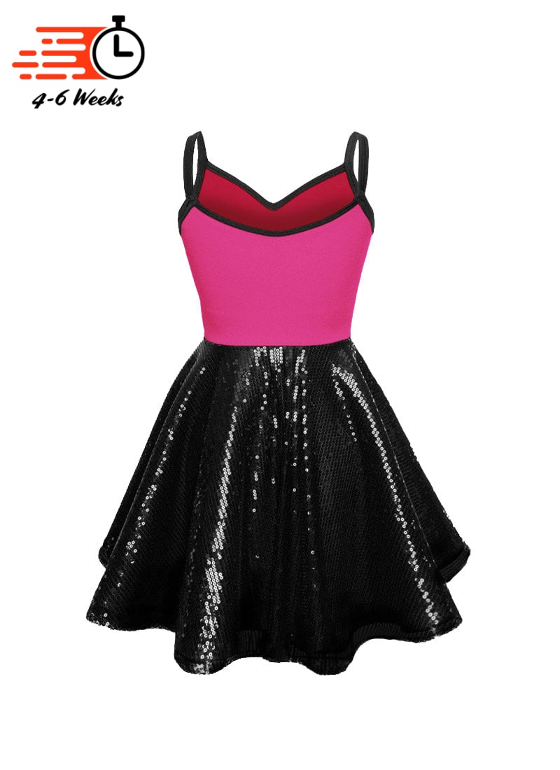 Super Techno Bodice/Black Sequin Show Choir Dress - Pinks & Purples - Ships 4 to 6 weeks