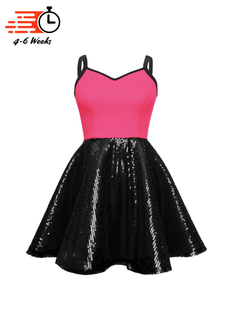 Super Techno Bodice/Black Sequin Show Choir Dress - Pinks & Purples - Ships 4 to 6 weeks