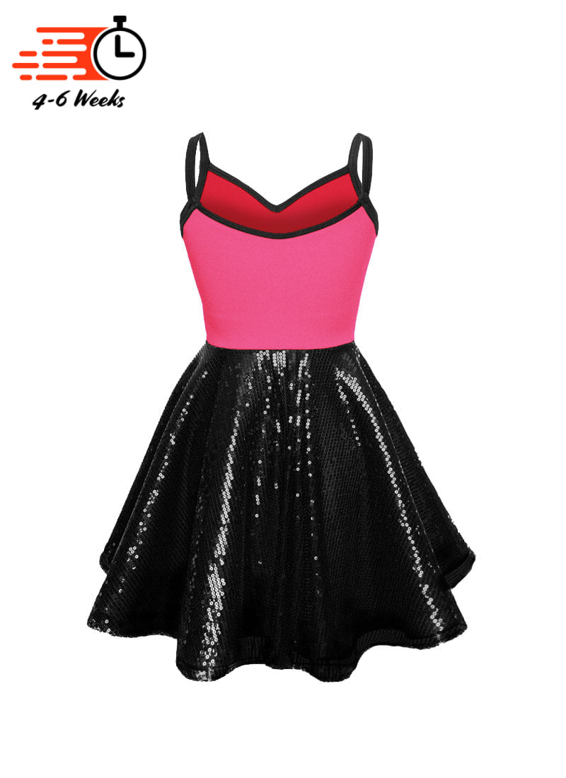 Super Techno Bodice/Black Sequin Show Choir Dress - Pinks & Purples - Ships 4 to 6 weeks