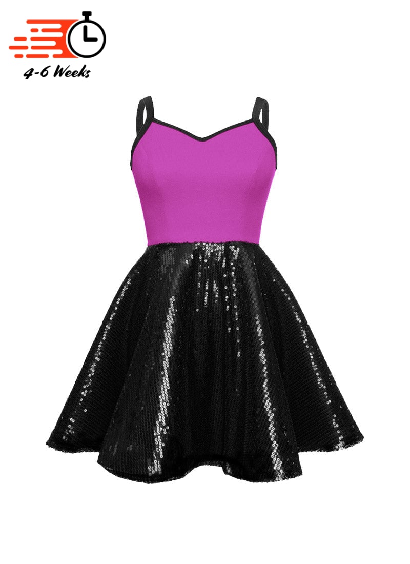 Super Techno Bodice/Black Sequin Show Choir Dress - Pinks & Purples - Ships 4 to 6 weeks
