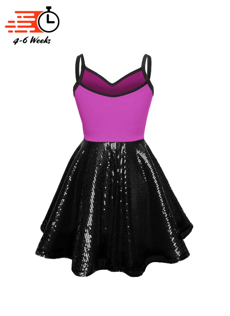 Super Techno Bodice/Black Sequin Show Choir Dress - Pinks & Purples - Ships 4 to 6 weeks