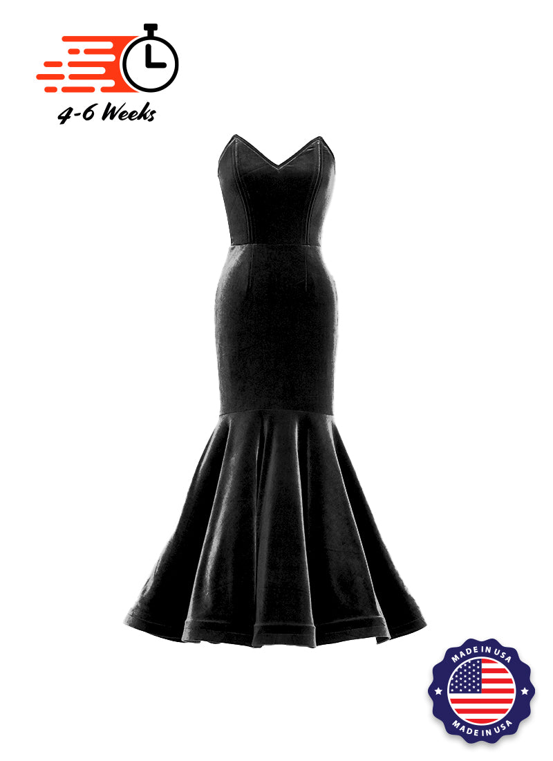 Velvet V-Neck Mermaid Show Choir Gown - Neutrals - Ships 4 to 6 weeks