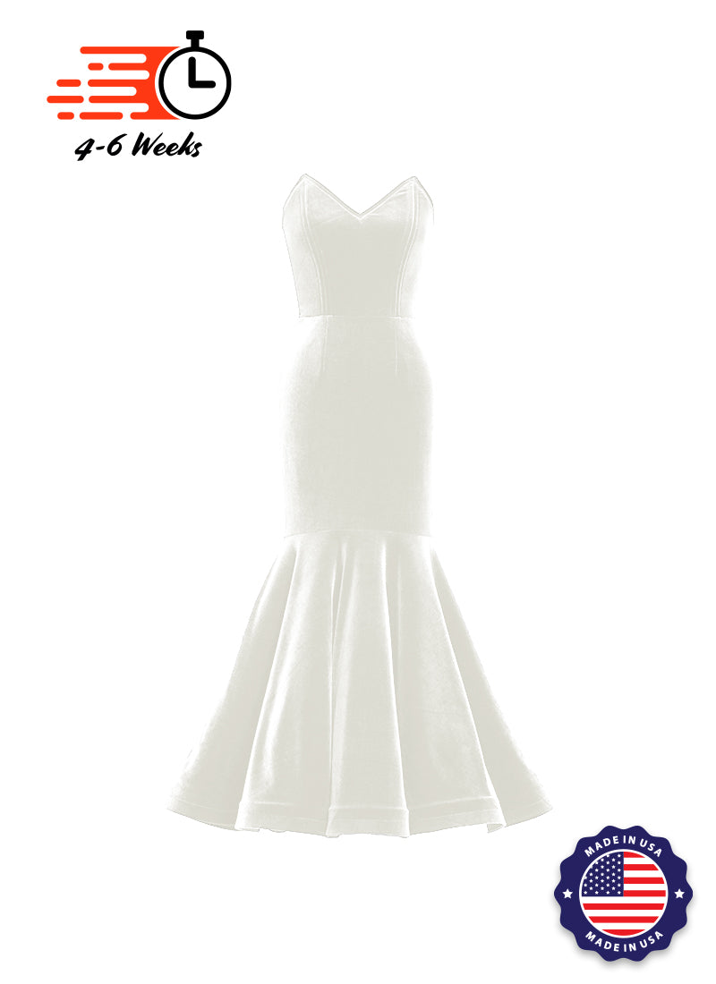 Velvet V-Neck Mermaid Show Choir Gown - Neutrals - Ships 4 to 6 weeks