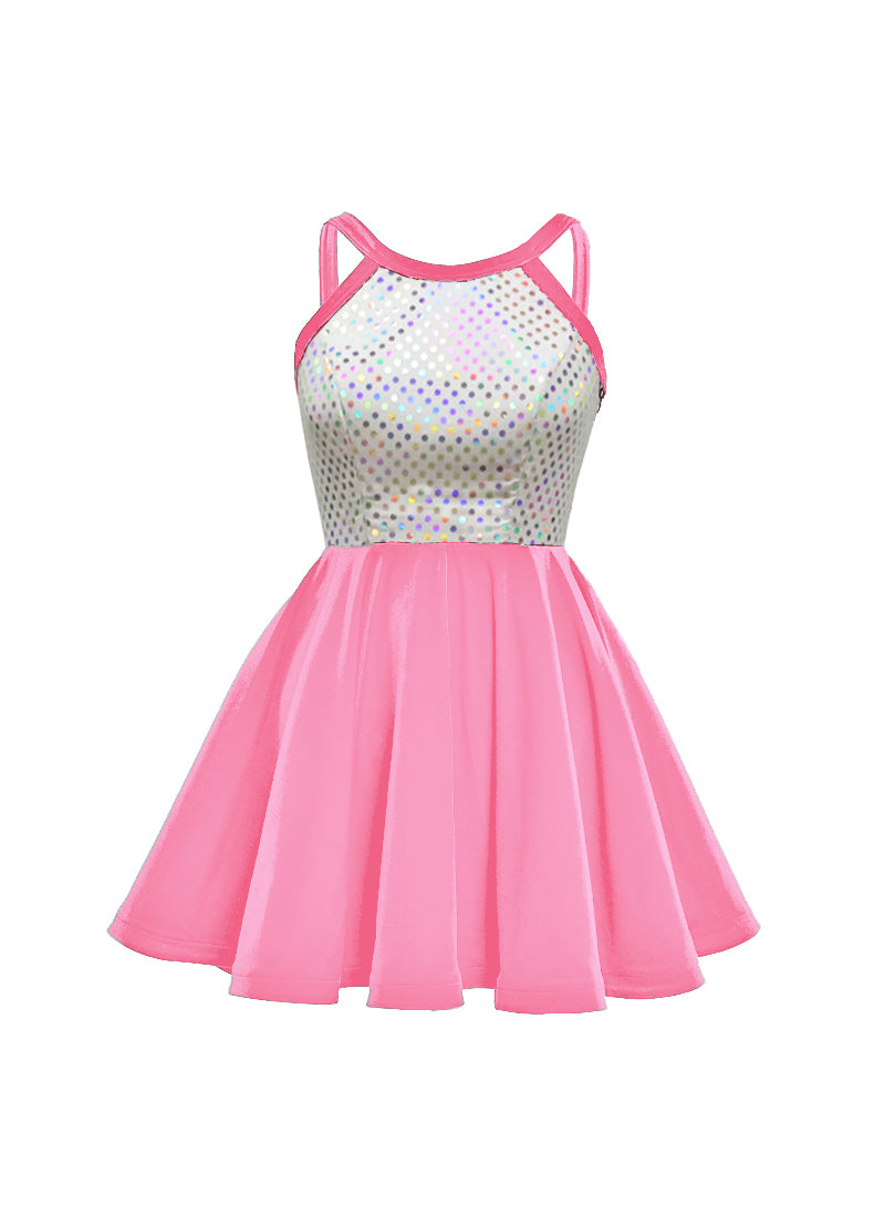 White/Silver Laser Dot & Velvet Show Choir Dress - Pinks & Purples - Ships 4 to 6 weeks
