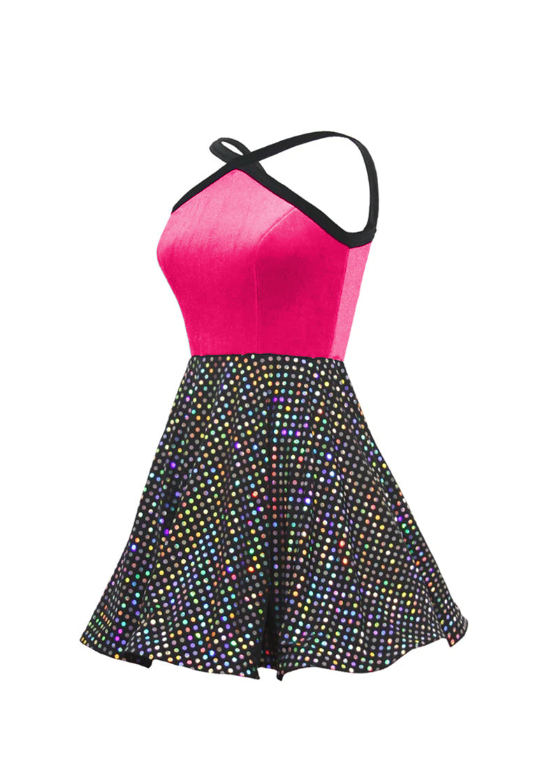 Velvet Bodice w Black/Silver Laser Dot Sequin Show Choir Dress side