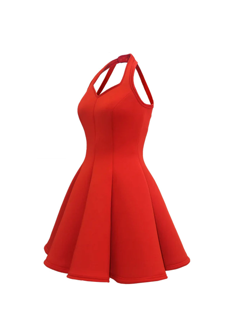 Red Sweetheart Halter Super Techno Show Choir Dress Side View
