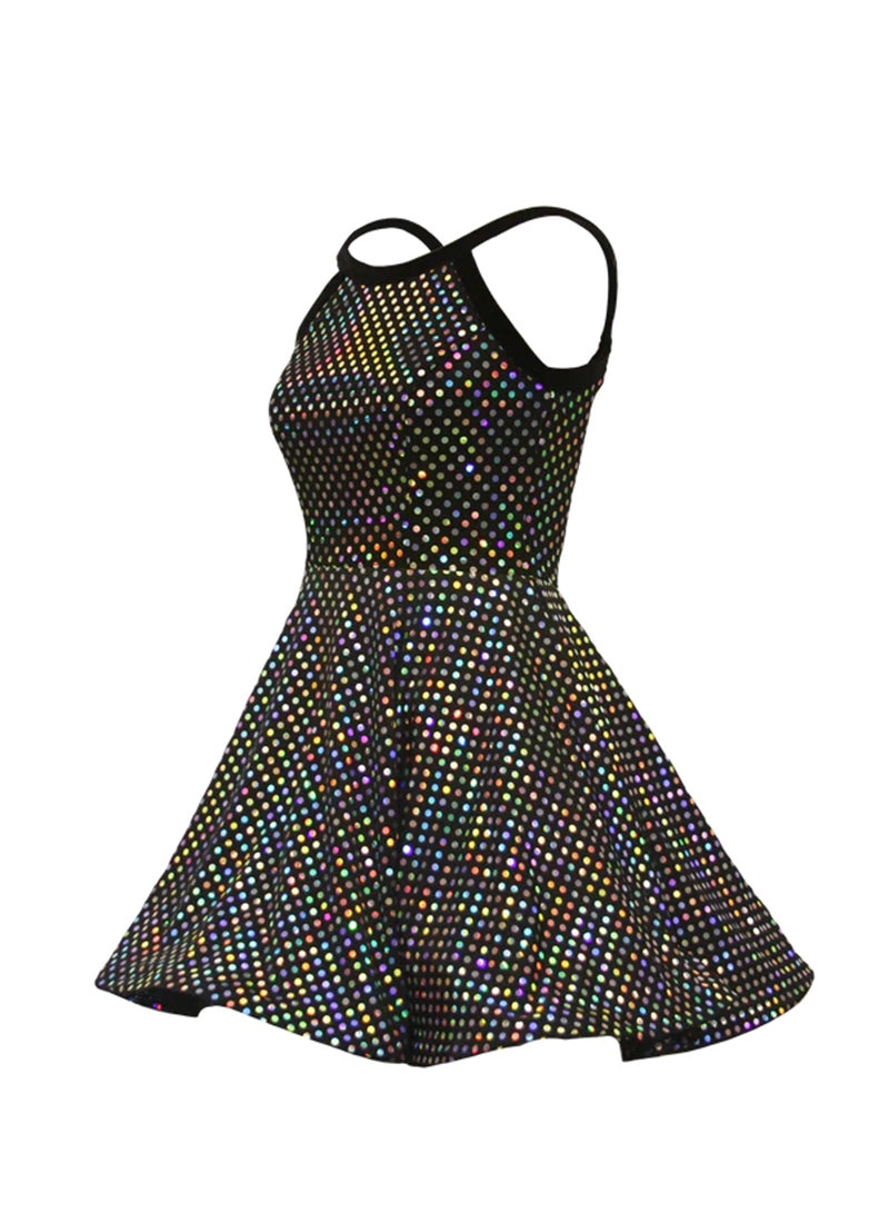 Black/Silver Laser Dot Show Choir Dress Side View