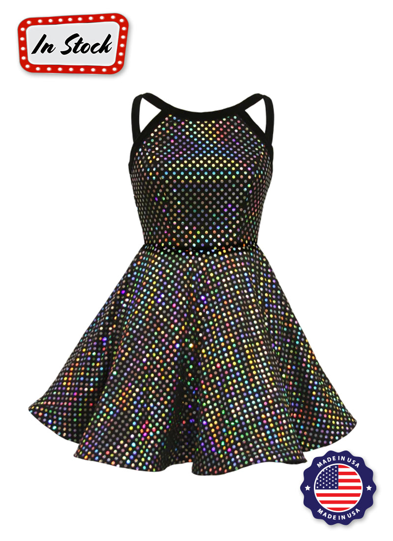 Black/Silver Laser Dot Show Choir Dress Front View