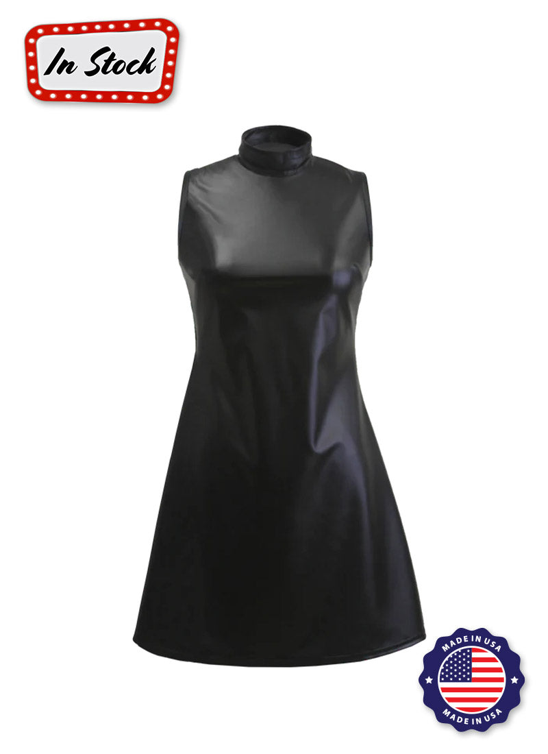 Matte Black Stretch Vinyl Show Choir Dress Front View