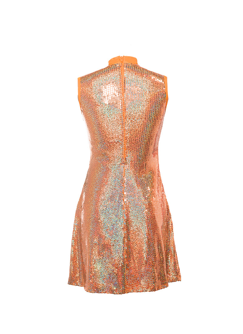 Orange Spotlight Sequin Show Choir Dress Back View