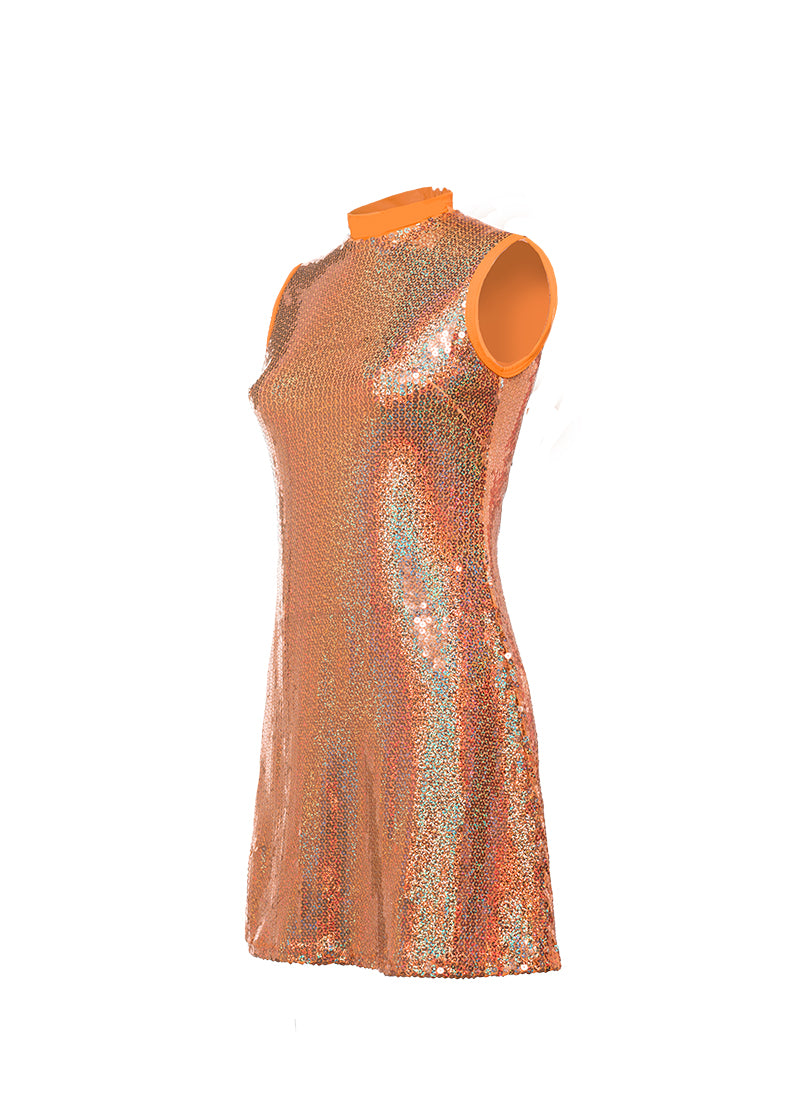 Orange Spotlight Sequin Show Choir Dress Side View