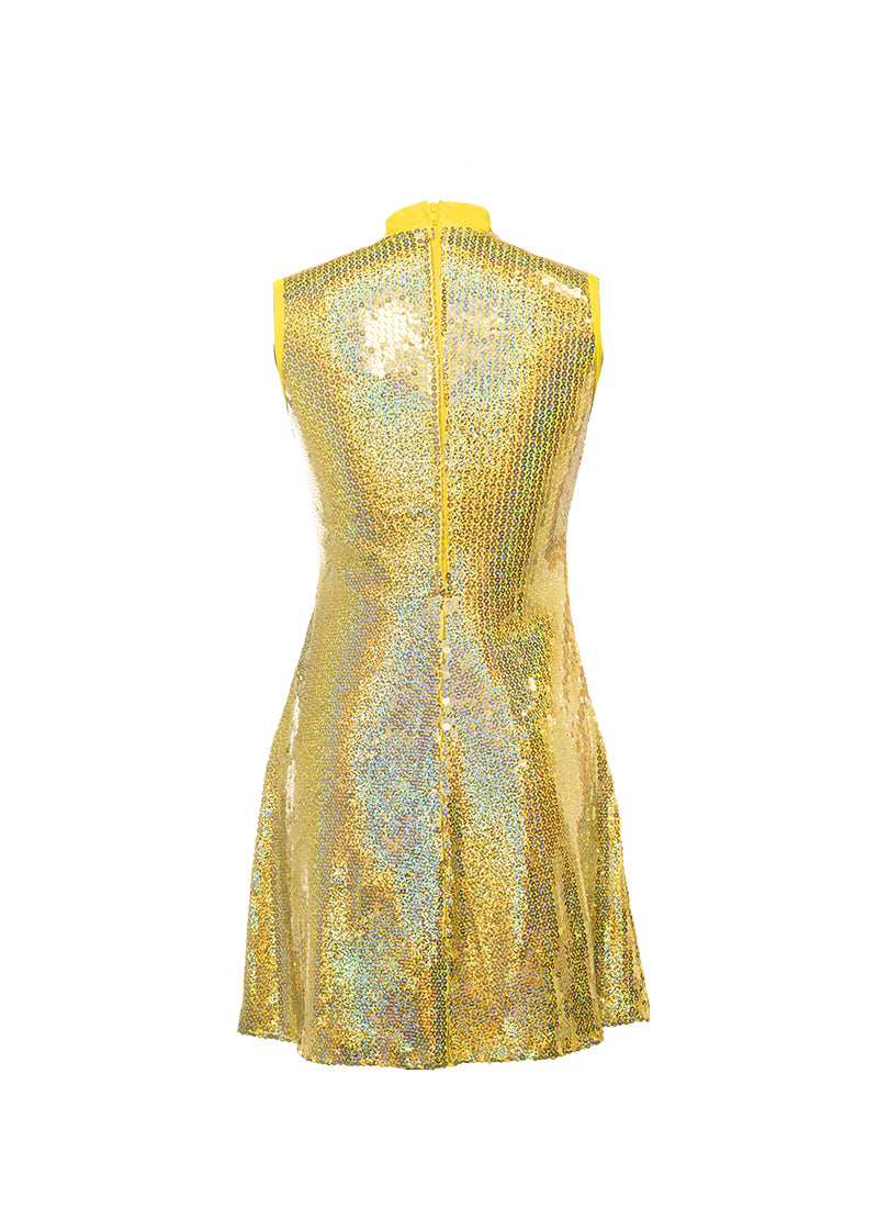 Yellow Spotlight Sequin Show Choir Dress Back View