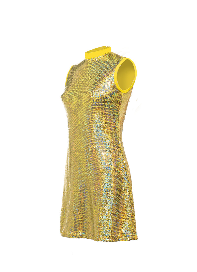 Yellow Spotlight Sequin Show Choir Dress Side View
