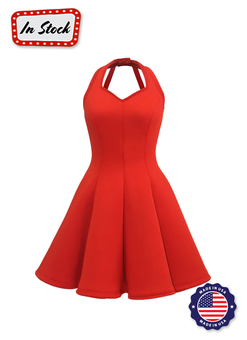 Red Sweetheart Halter Super Techno Show Choir Dress Front View