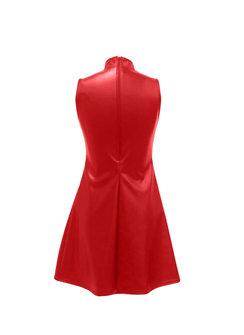 Red Matte Vinyl Show Choir Dress Back