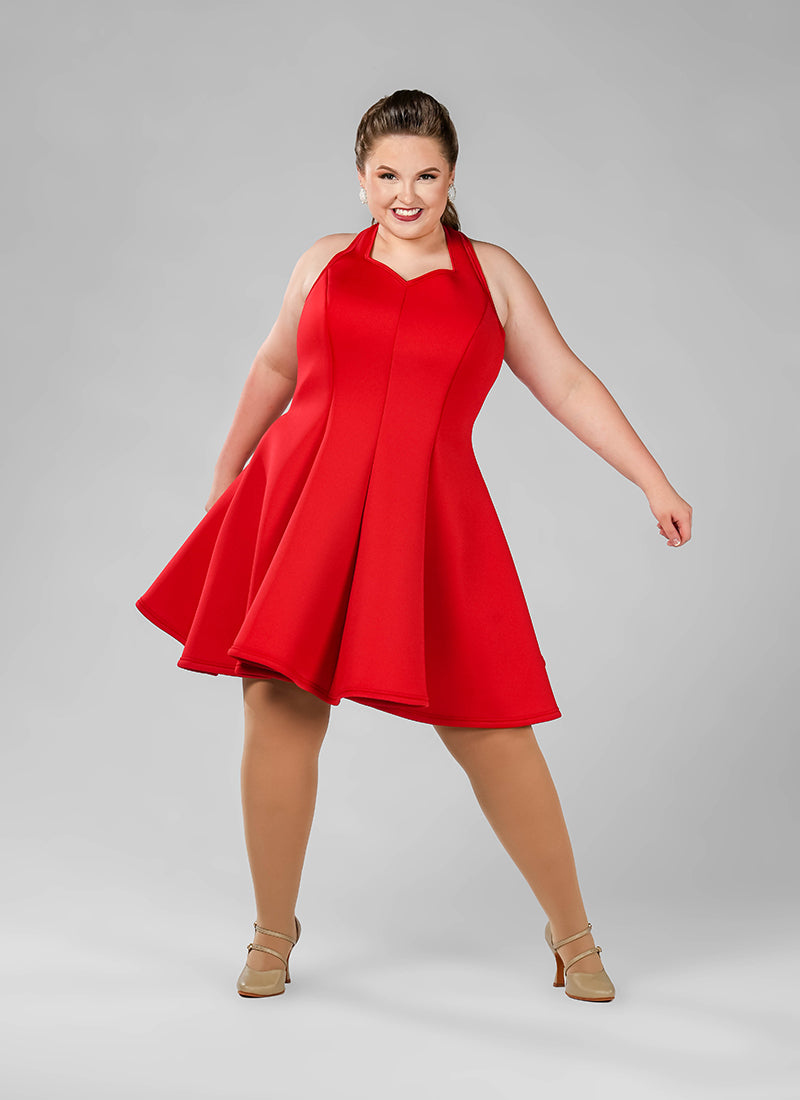 Red Sweetheart Halter Super Techno Show Choir Dress - InStock PrePak