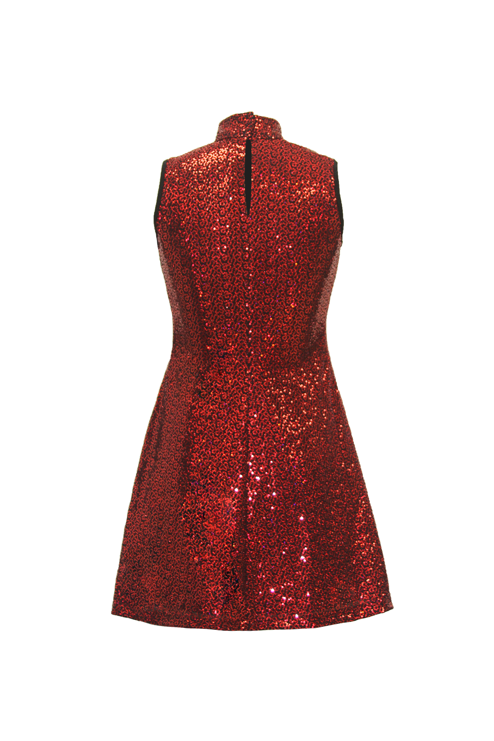 Red Mini Laser Holo Show Choir Dress Back View