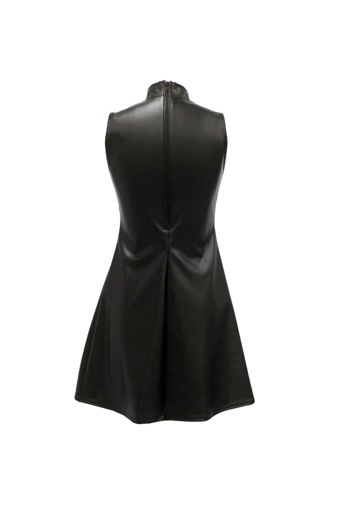 Matte Black Stretch Vinyl Show Choir Dress Back View