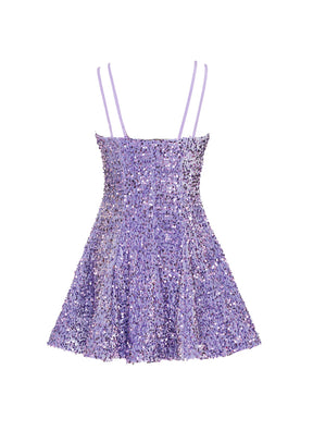 Lavender - Purple Velvet Sequin Classic Square Neckline Princess Seam Show Choir Dress - Ships 4 to 6 weeks