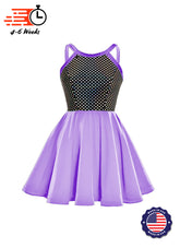 Black/Silver Laser Dot & Velvet Show Choir Dress - Pinks & Purples - Ships 4 to 6 weeks